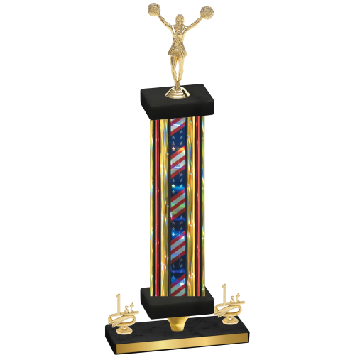 Premium Single Flag USA First Place Cheerleading Trophy