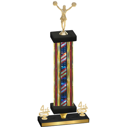 Premium Single Flag USA Fourth Place Cheerleading Trophy