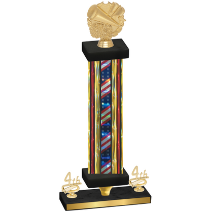 Premium Single Flag USA Fourth Place Cheerleading Trophy