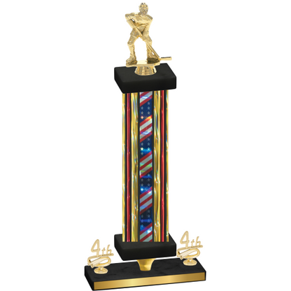 Premium Single Flag USA Fourth Place Hockey Trophy