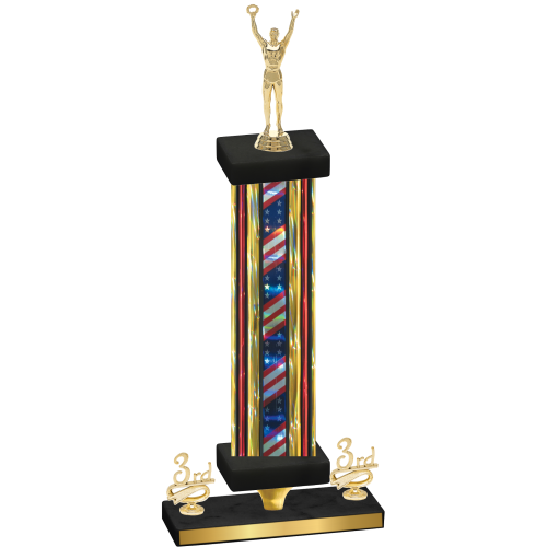 Premium Single Flag USA Third Place Victory Trophy