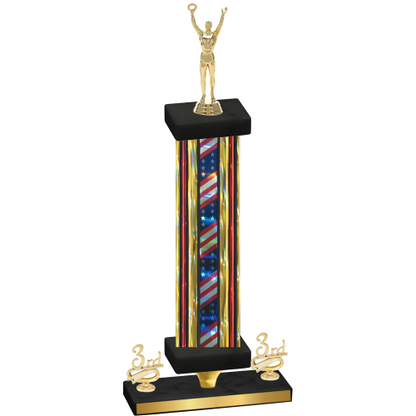 Premium Single Flag USA Third Place Victory Trophy