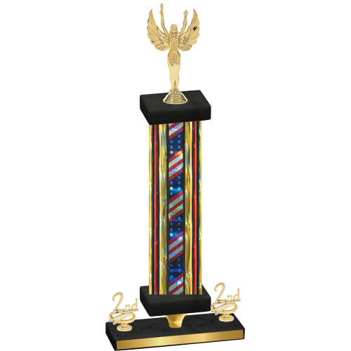 Premium Single Flag USA Second Place Victory Trophy