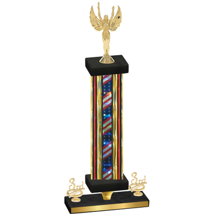 Premium Single Flag USA Third Place Victory Trophy