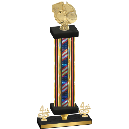 Premium Single Flag USA Fourth Place Basketball Trophy