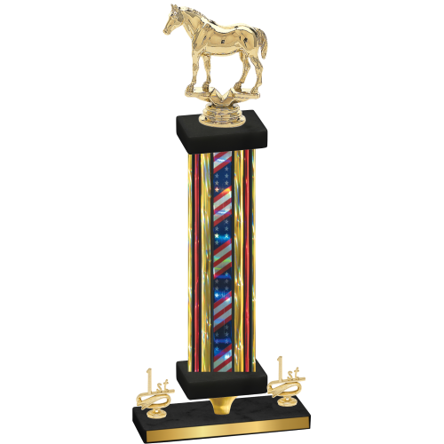 Premium Single Flag USA First Place Horses Trophy