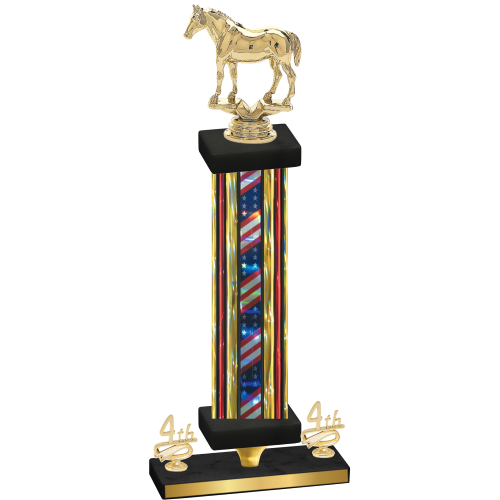 Premium Single Flag USA Fourth Place Horses Trophy