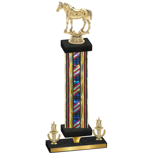 Premium Single Flag USA Victory Horses Trophy