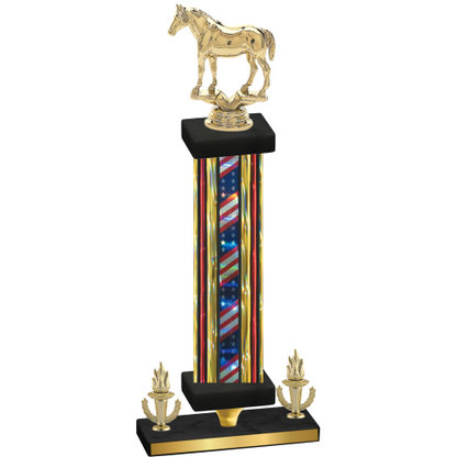 Premium Single Flag USA Victory Horses Trophy