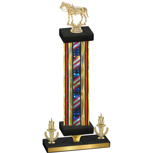 Premium Single Flag USA Victory Horses Trophy