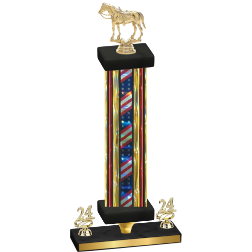 Premium Single Flag USA Year Horses Trophy
