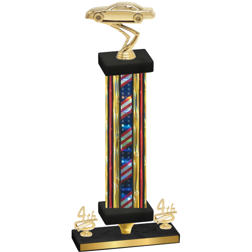 Premium Single Flag USA Fourth Place Cars Trophy