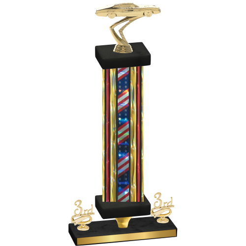 Premium Single Flag USA Third Place Cars Trophy