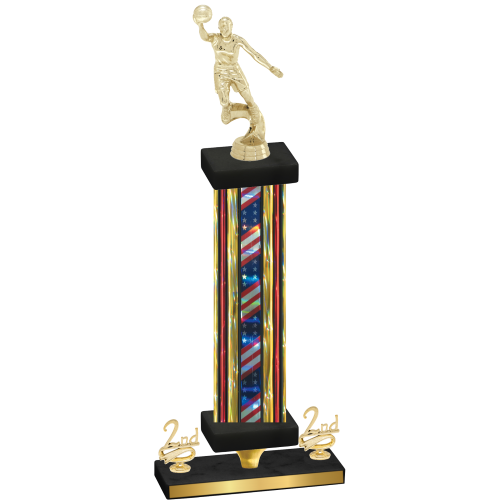 Premium Single Flag USA Second Place Basketball Trophy