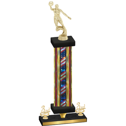 Premium Single Flag USA Third Place Basketball Trophy