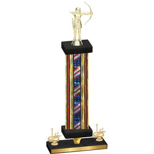 Premium Single Flag USA First Place Archery Trophy