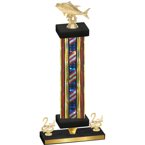 Premium Single Flag USA Second Place Fishing Trophy