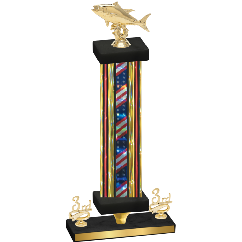 Premium Single Flag USA Third Place Fishing Trophy