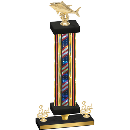 Premium Single Flag USA Third Place Fishing Trophy