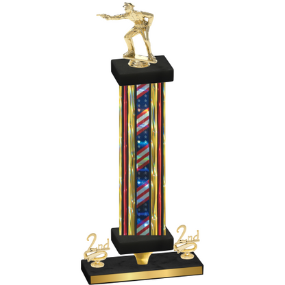 Premium Single Flag USA Second Place Shooter Trophy