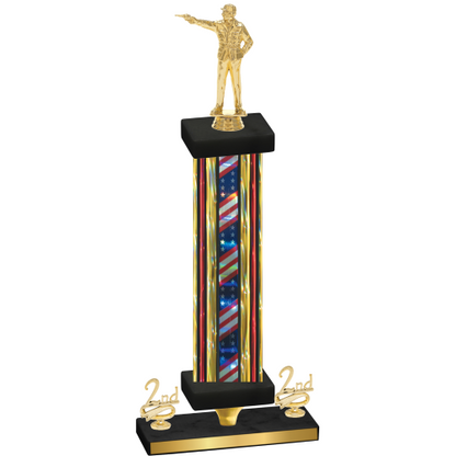 Premium Single Flag USA Second Place Shooter Trophy