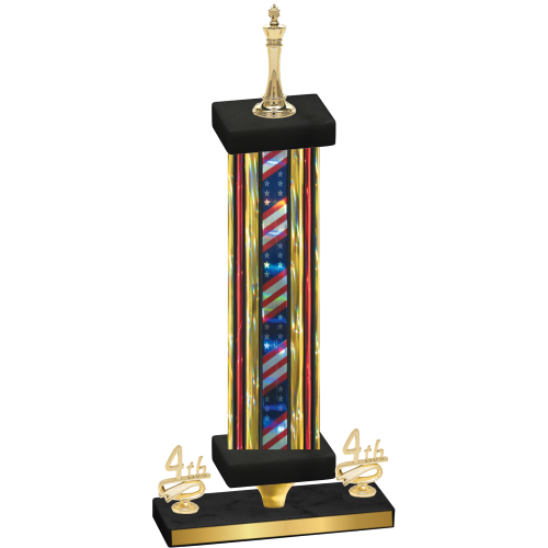 Premium Single Flag USA Fourth Place Chess Trophy