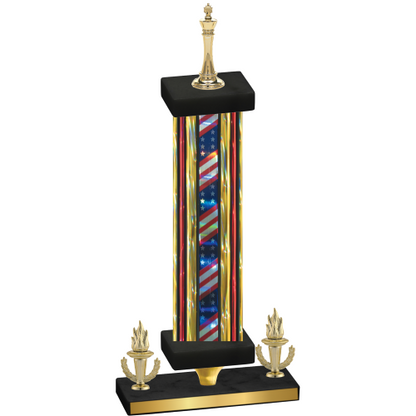 Premium Single Flag USA Victory Chess Trophy