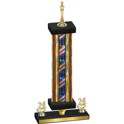 Premium Single Flag USA Year Chess Trophy