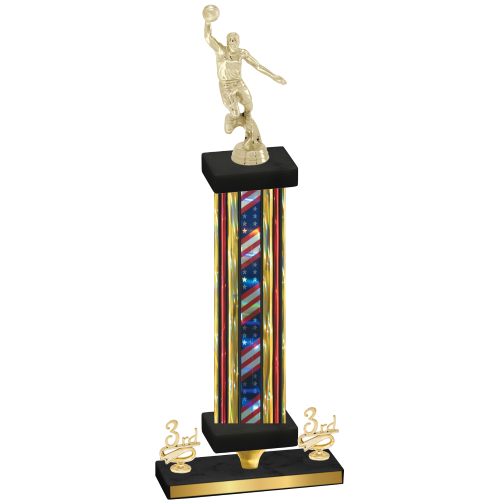 Premium Single Flag USA Third Place Basketball Trophy