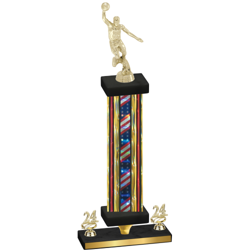 Premium Single Flag USA Year Basketball Trophy