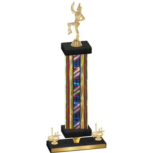 Premium Single Flag USA First Place Majorette Trophy