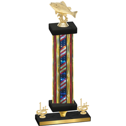 Premium Single Flag USA First Place Fishing Trophy