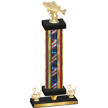 Premium Single Flag USA Second Place Fishing Trophy