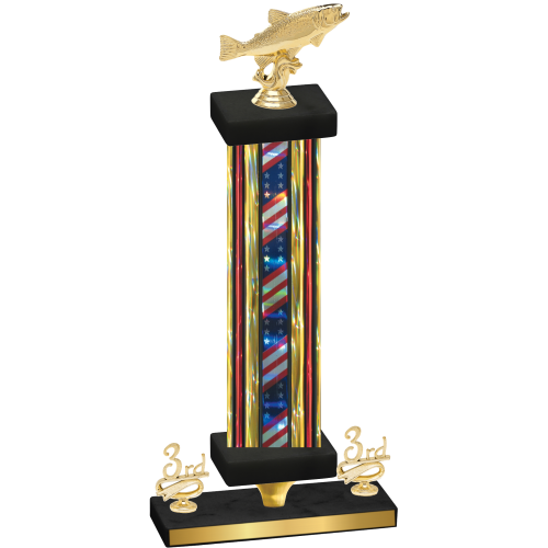 Premium Single Flag USA Third Place Fishing Trophy