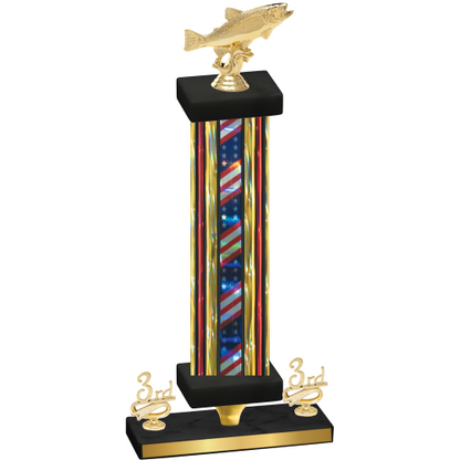 Premium Single Flag USA Third Place Fishing Trophy