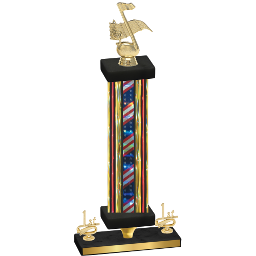 Premium Single Flag USA First Place Music Trophy