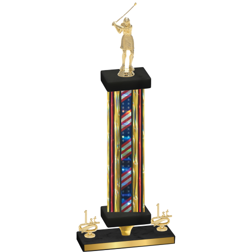 Premium Single Flag USA First Place Golf Trophy