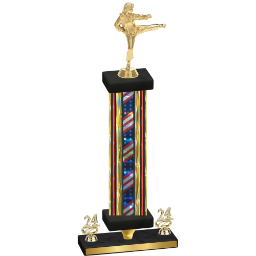 Premium Single Flag USA Year Karate Trophy