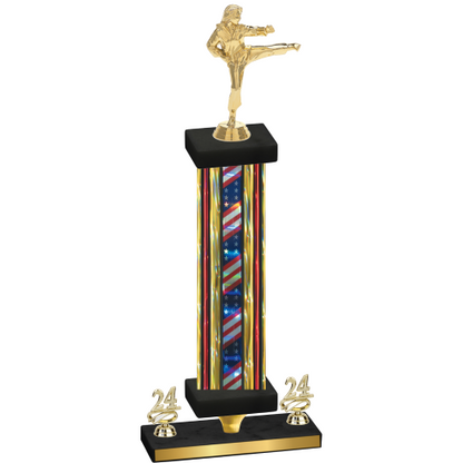 Premium Single Flag USA Year Karate Trophy