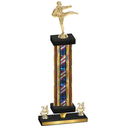 Premium Single Flag USA Year Karate Trophy