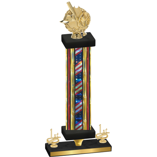 Premium Single Flag USA First Place Baseball Trophy
