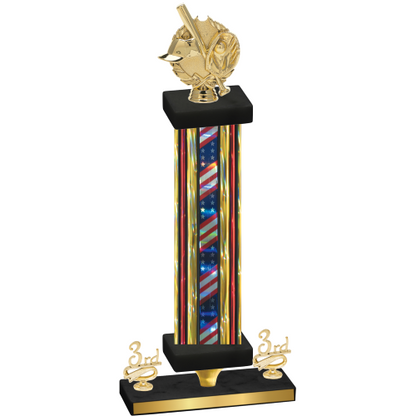 Premium Single Flag USA Third Place Baseball Trophy