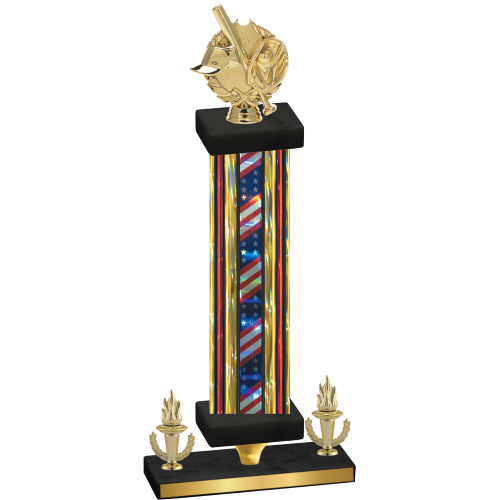 Premium Single Flag USA Victory Baseball Trophy