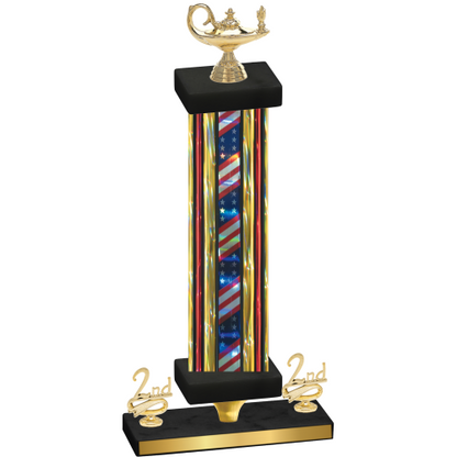 Premium Single Flag USA Second Place Academics Trophy