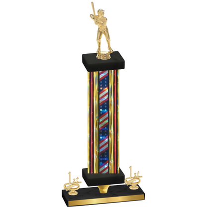 Premium Single Flag USA First Place Baseball Trophy