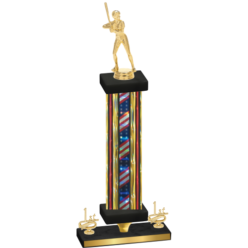 Premium Single Flag USA First Place Softball Trophy