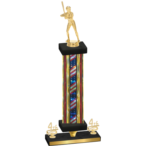Premium Single Flag USA Fourth Place Softball Trophy