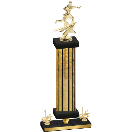 Premium Single Gold Glacier First Place Flag Football Trophy