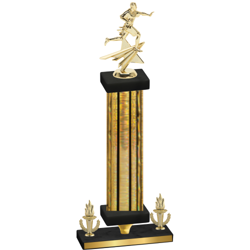 Premium Single Gold Glacier Victory Flag Football Trophy