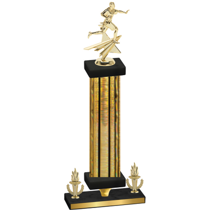 Premium Single Gold Glacier Victory Flag Football Trophy